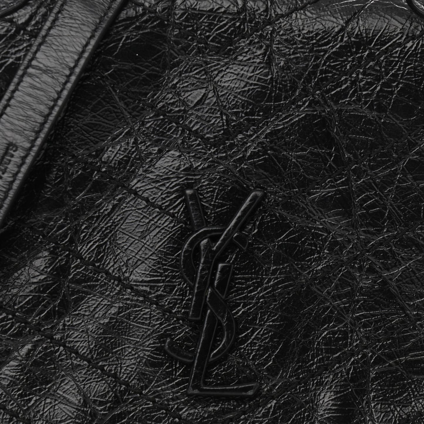 Crinkled Calfskin Matelasse Monogram Niki Chain Wallet Black