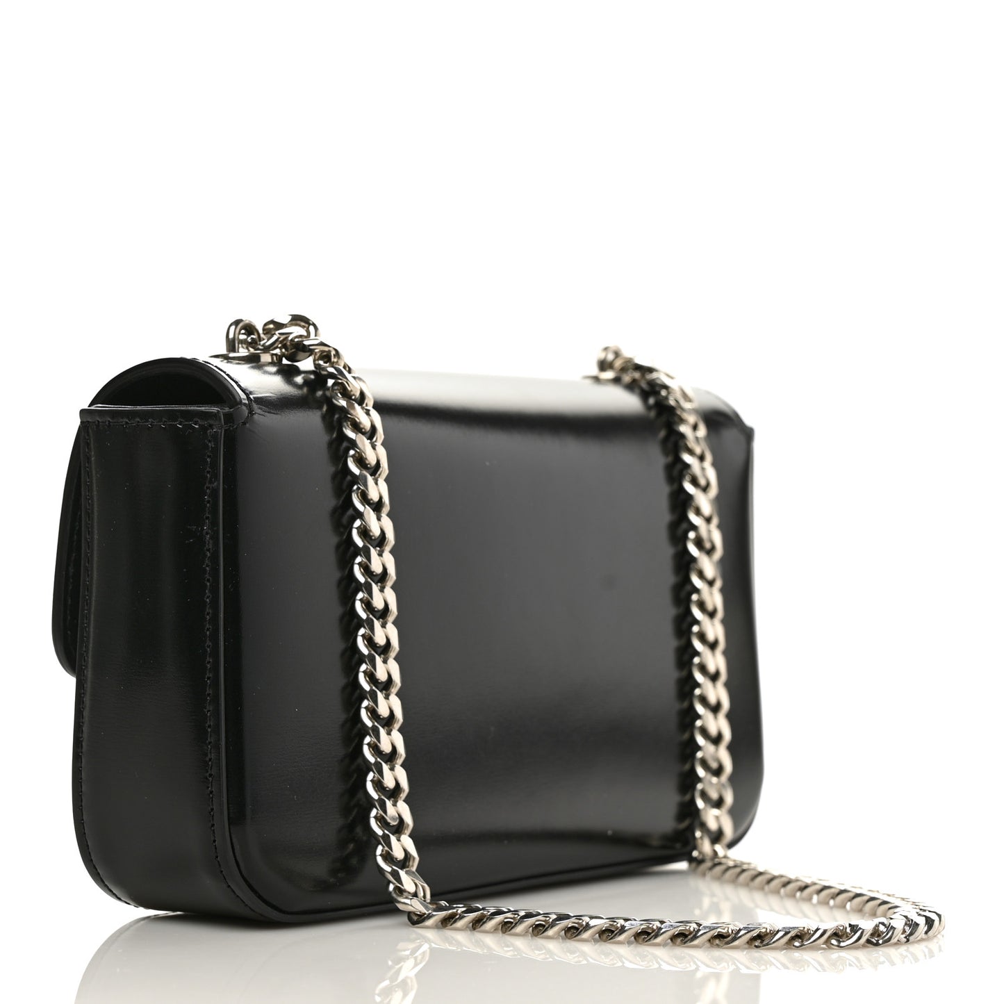 Shiny Calfskin Triomphe Chain Shoulder Bag Black