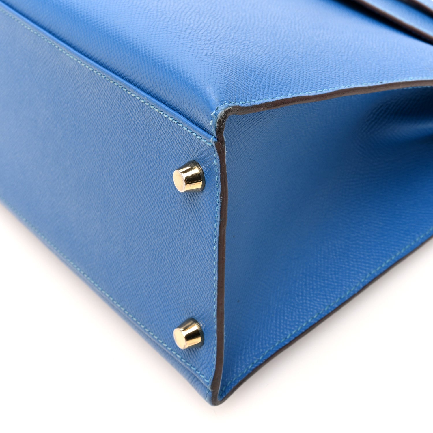 Hermes Epsom Kelly Sellier 32 Bleu Izmir 10 of 10