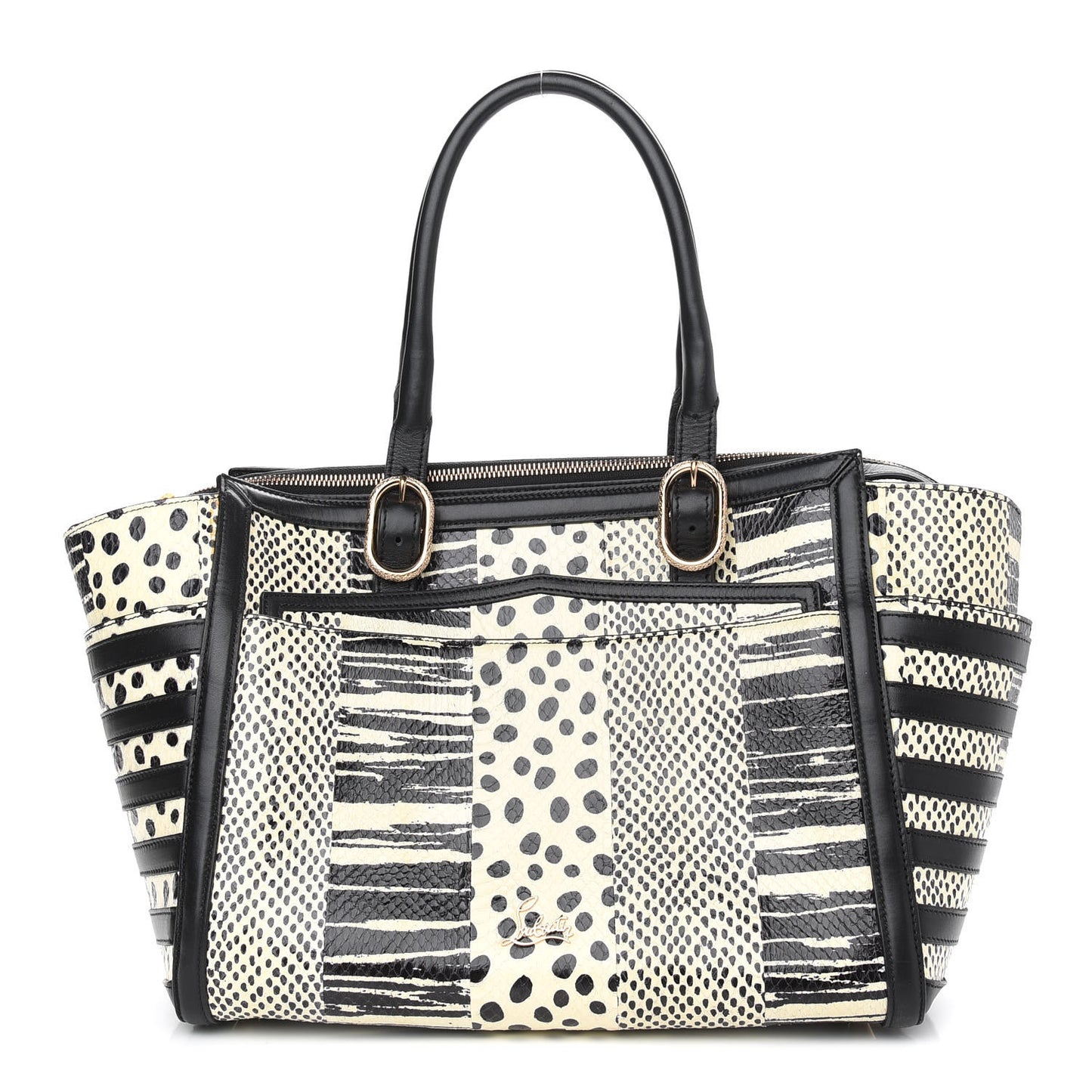 Watersnake Patchwork Farida Bowler Bag White Black