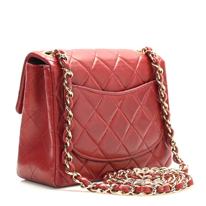 Chanel Lambskin Quilted Mini Square Flap Dark Red 3 of 10