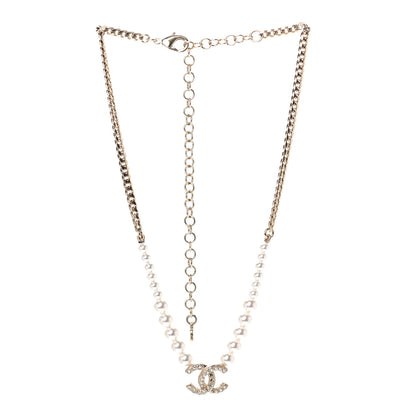 Chanel Pearl Crystal Chain CC Necklace Gold 2 of 4