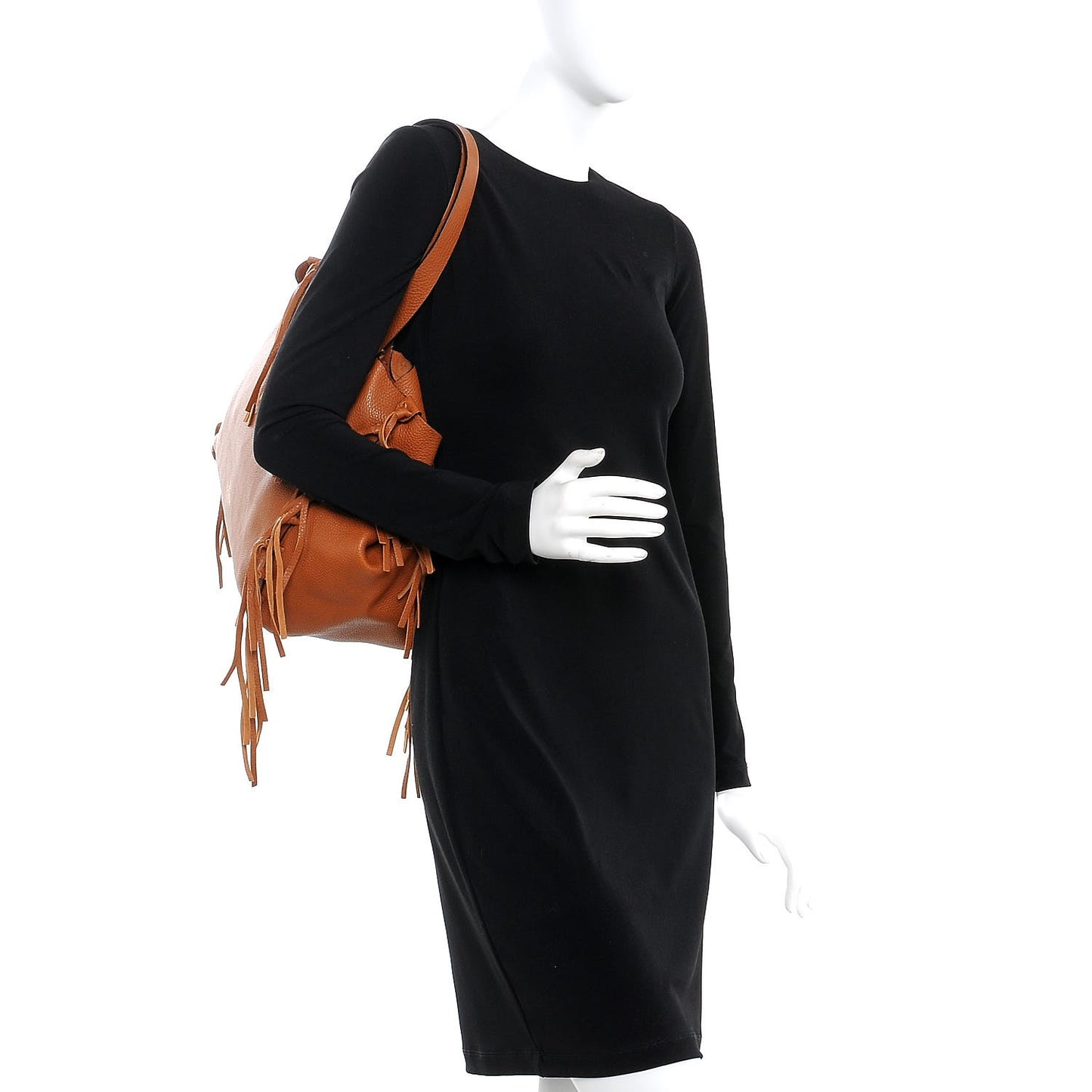 Grained Calfskin C-Rockee Fringe Tote Light Cuir