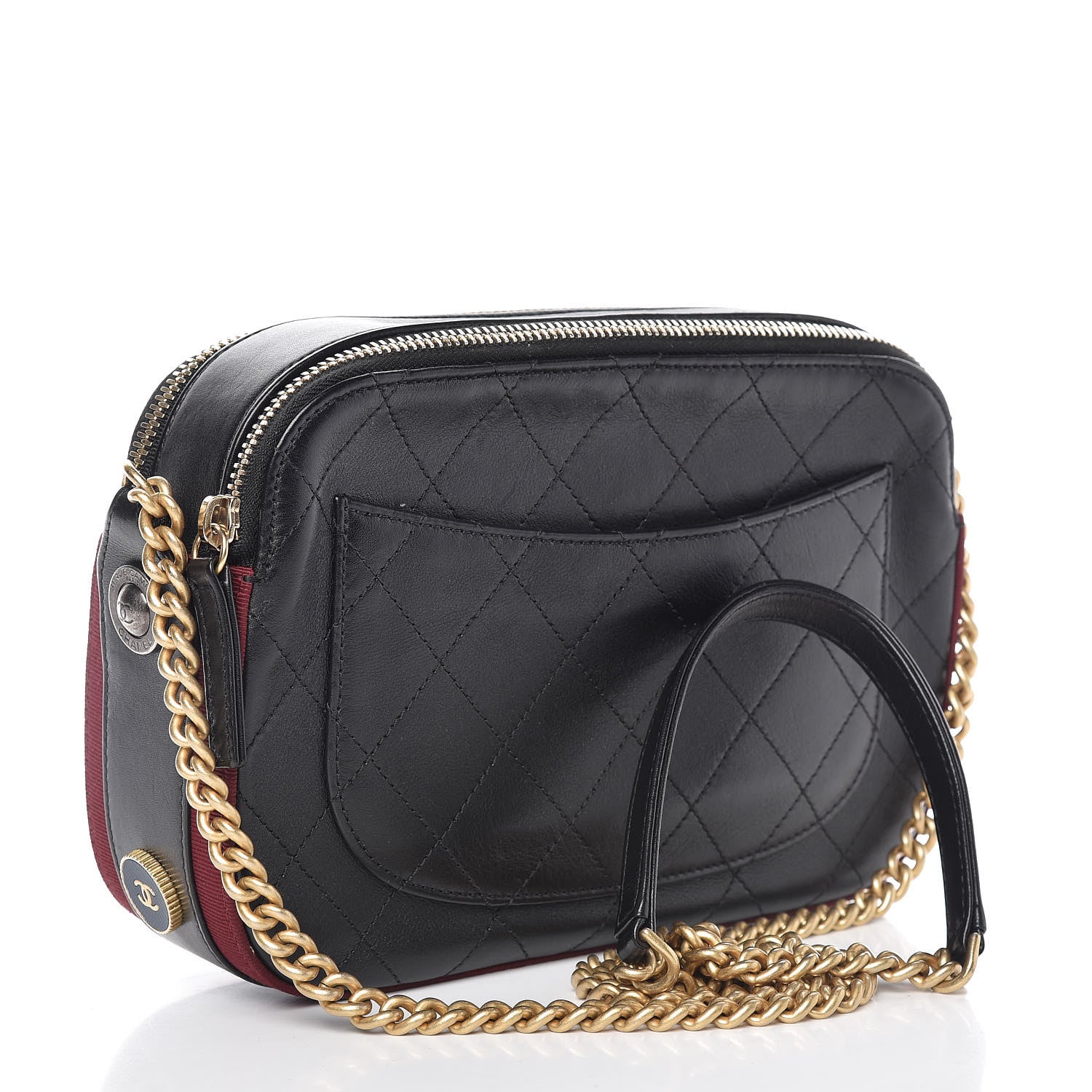 Chanel Calfskin Grosgrain Stitched Button Up Camera Case Black 3 of 13