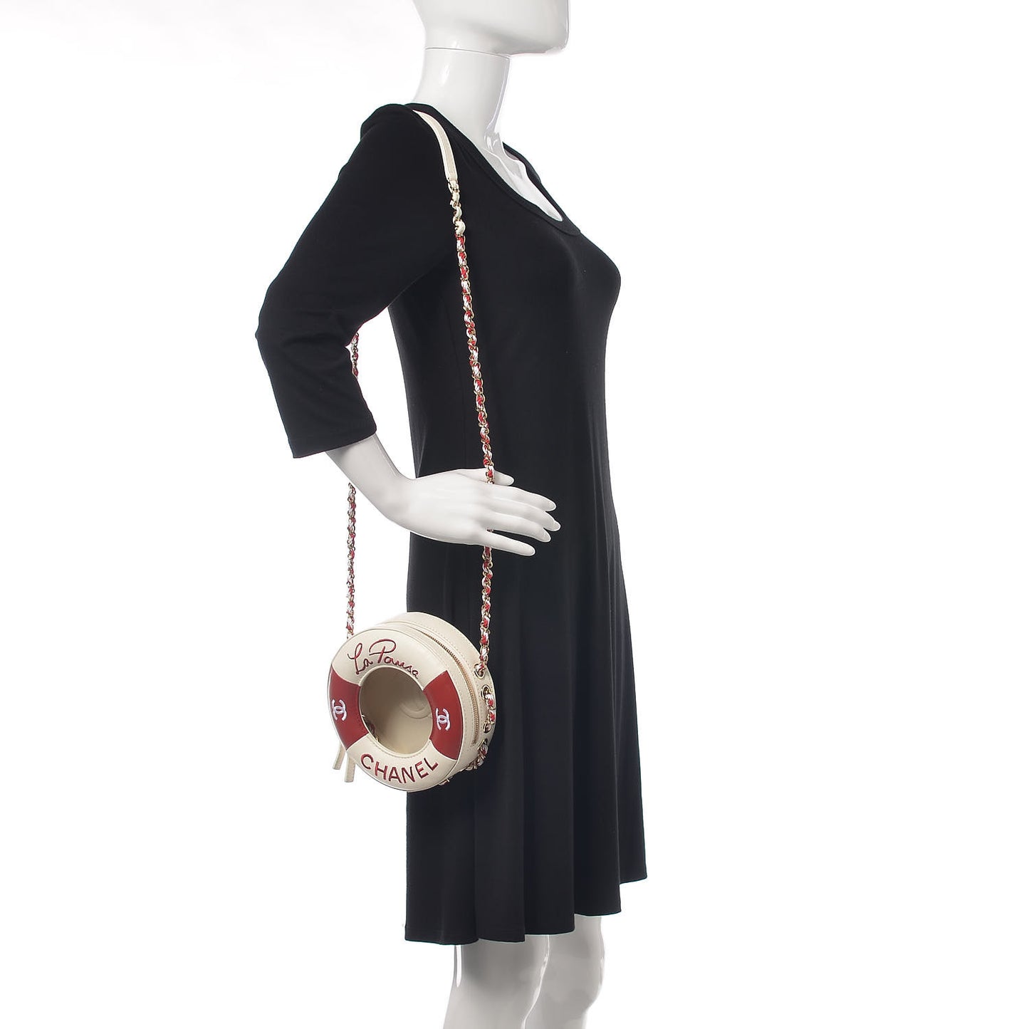 Lambskin Coco Lifesaver Round Bag Red White