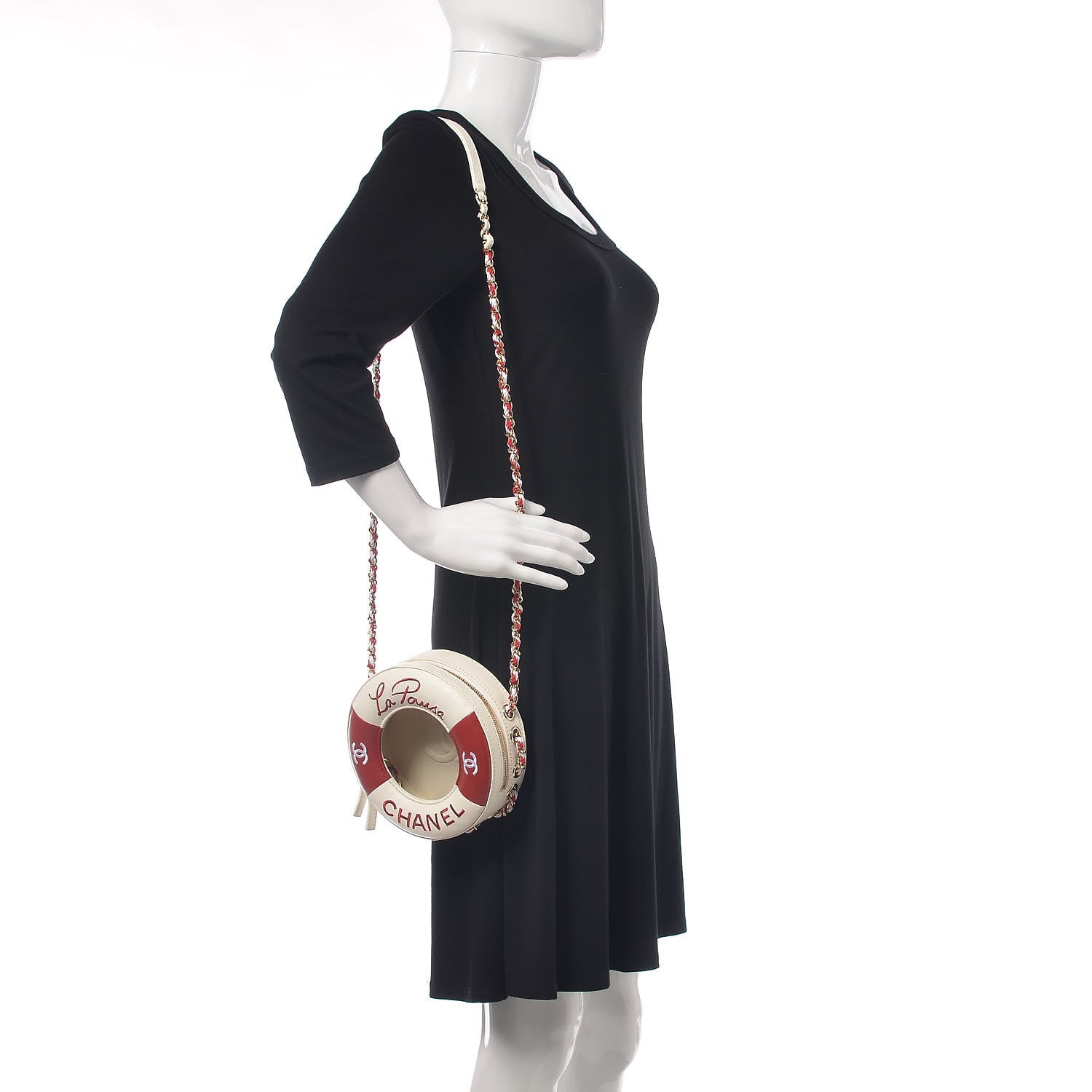 Chanel Lambskin Coco Lifesaver Round Bag Red White 2 of 11