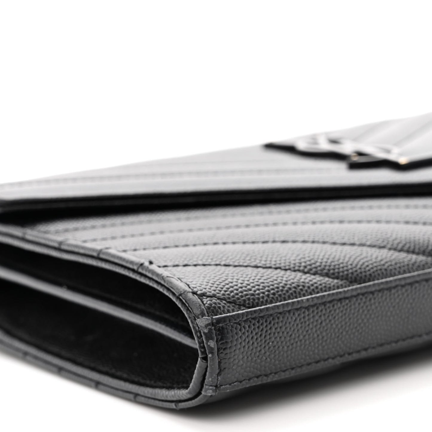 Grain De Poudre Matelasse Chevron Monogram Monochrome Chain Wallet Black