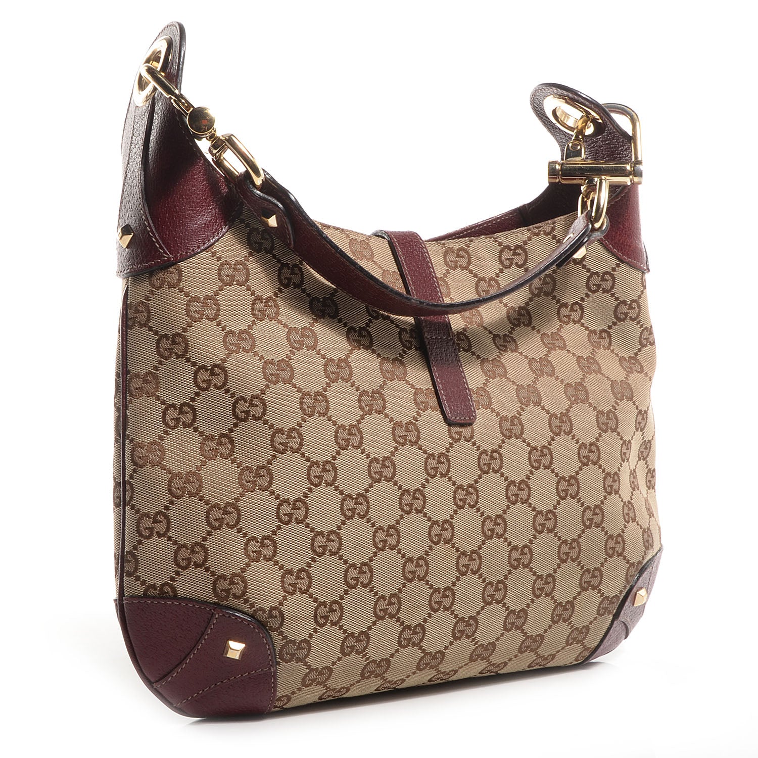 Gucci Monogram Piston Lock Jackie O Hobo Burgundy 3 of 7