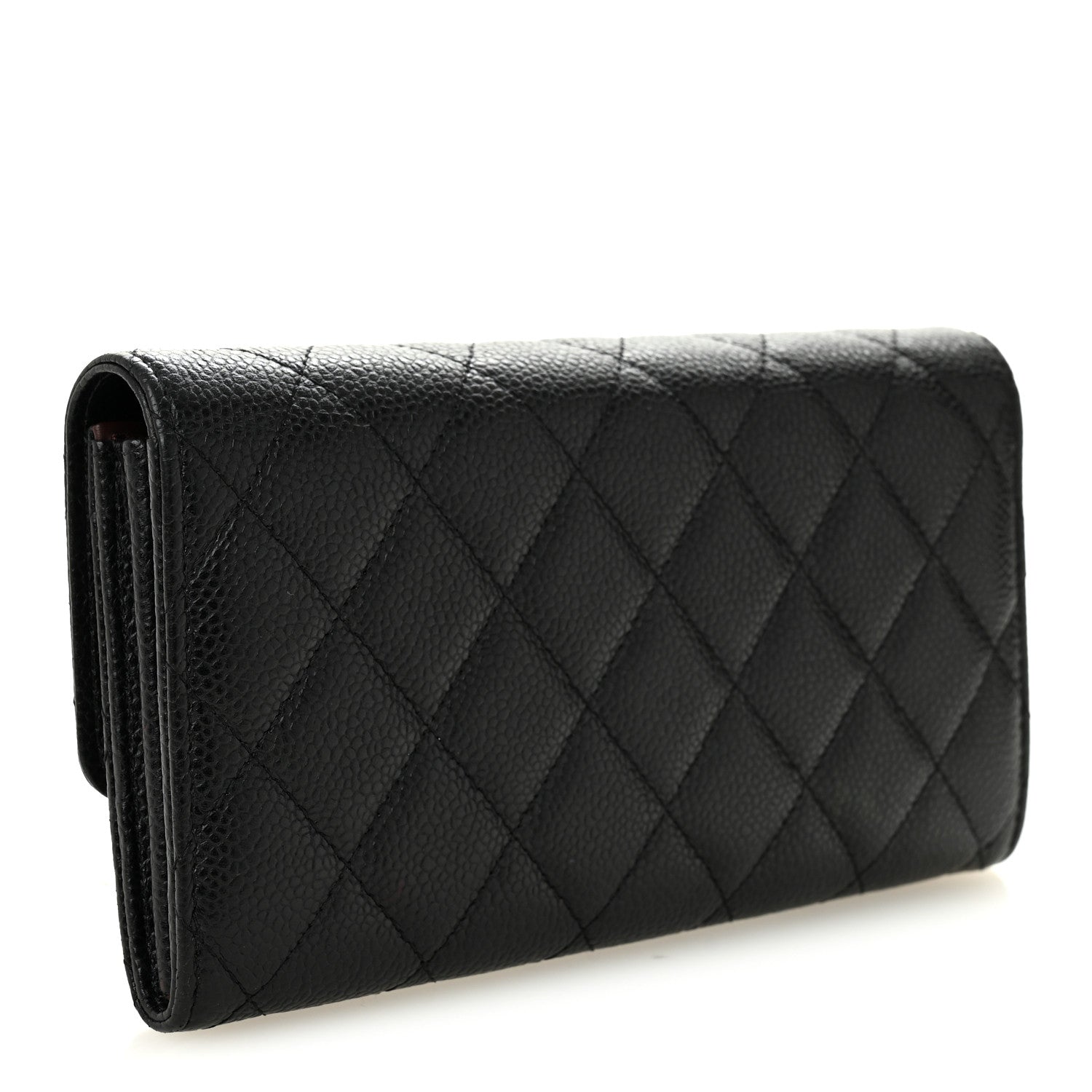 Chanel Caviar Quilted Large Gusset Flap Wallet Black 3 of 8