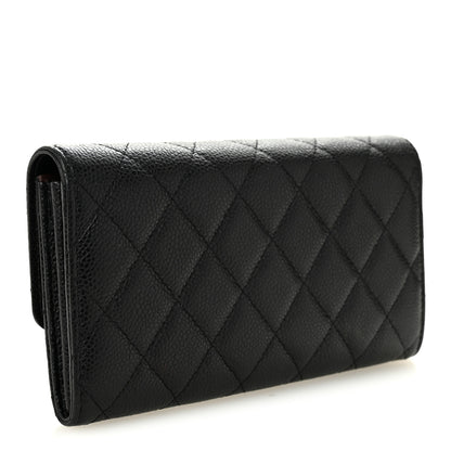 Chanel Caviar Quilted Large Gusset Flap Wallet Black 3 of 8