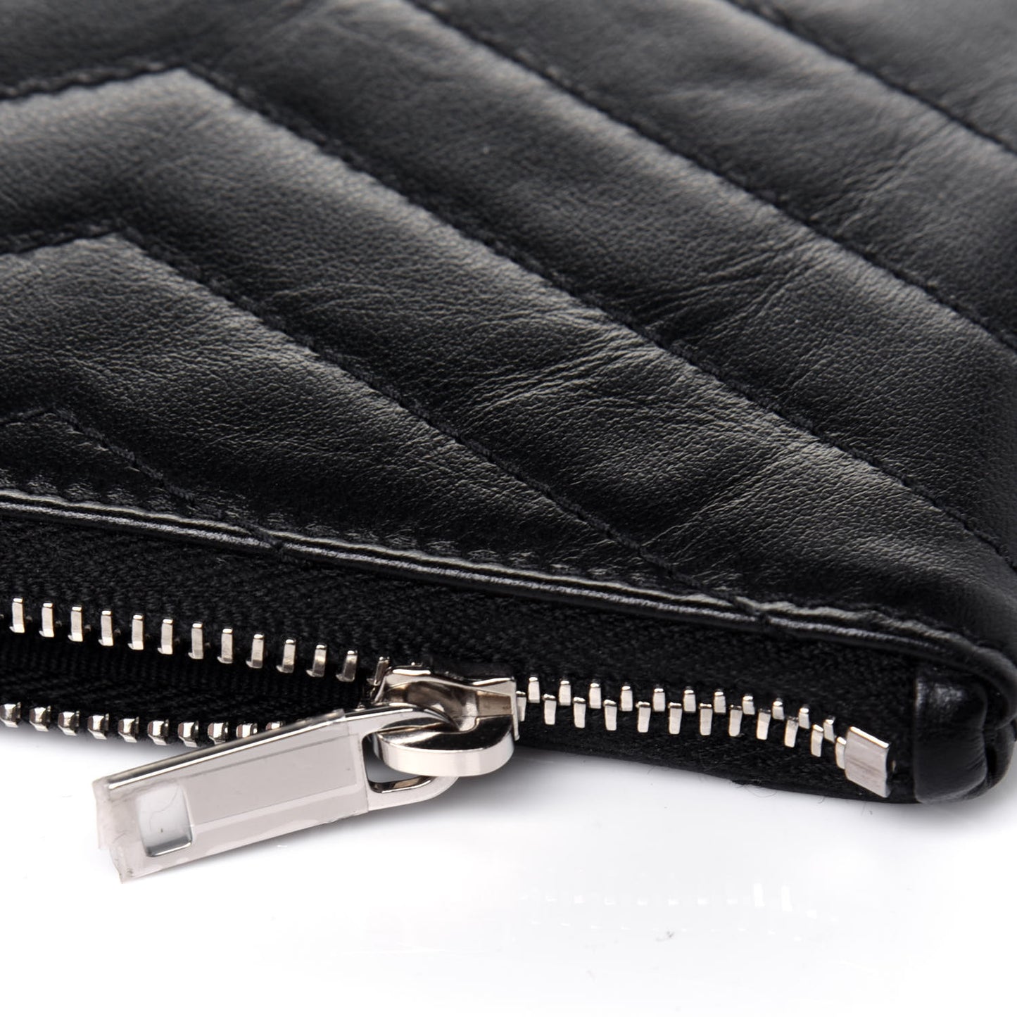 Calfskin Matelasse Monogram Key Pouch Black