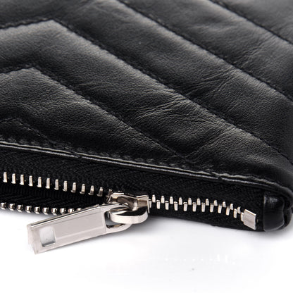 Saint Laurent Calfskin Matelasse Monogram Key Pouch Black 10 of 11