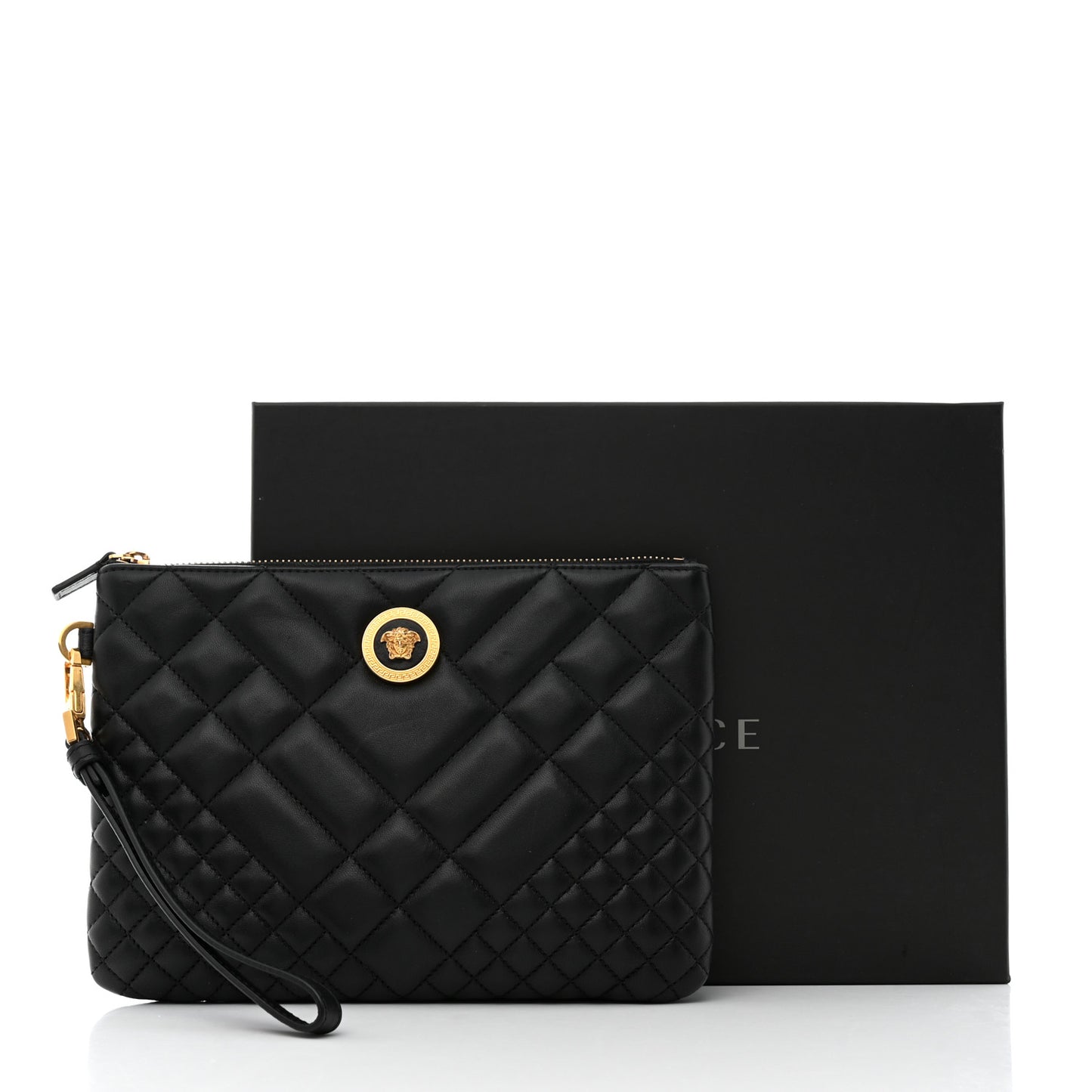 Nappa Quilted Tribute Wristlet Black