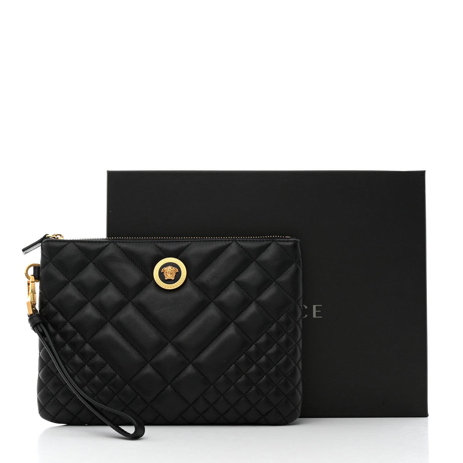 Versace Nappa Quilted Tribute Wristlet Black 7 of 7