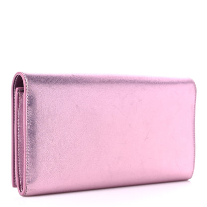 Saint Laurent Metallic Calfskin Classic Monogram Cassandre Wallet New Azalea 3 of 12