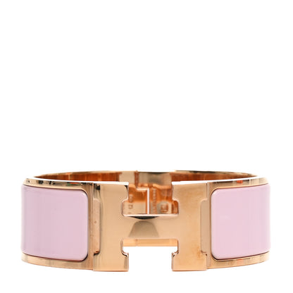 Hermes Enamel Wide Clic Clac H Bracelet PM Rose Dragee 1 of 5