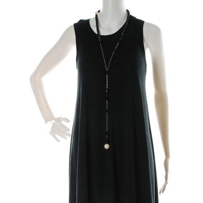 Chanel Ruthenium Pearl Beaded CC Lariat Necklace Black 2 of 5
