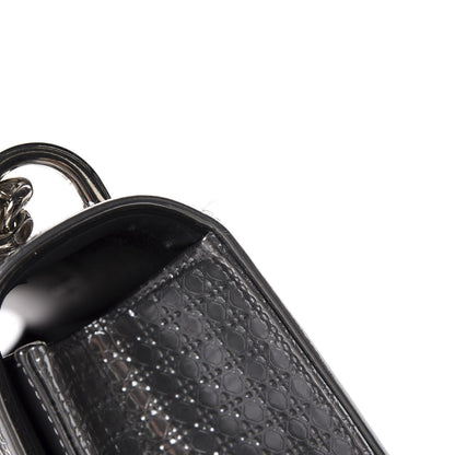 Christian Dior Metallic Patent Micro-Cannage Medium Diorama Flap Bag Silver 8 of 11