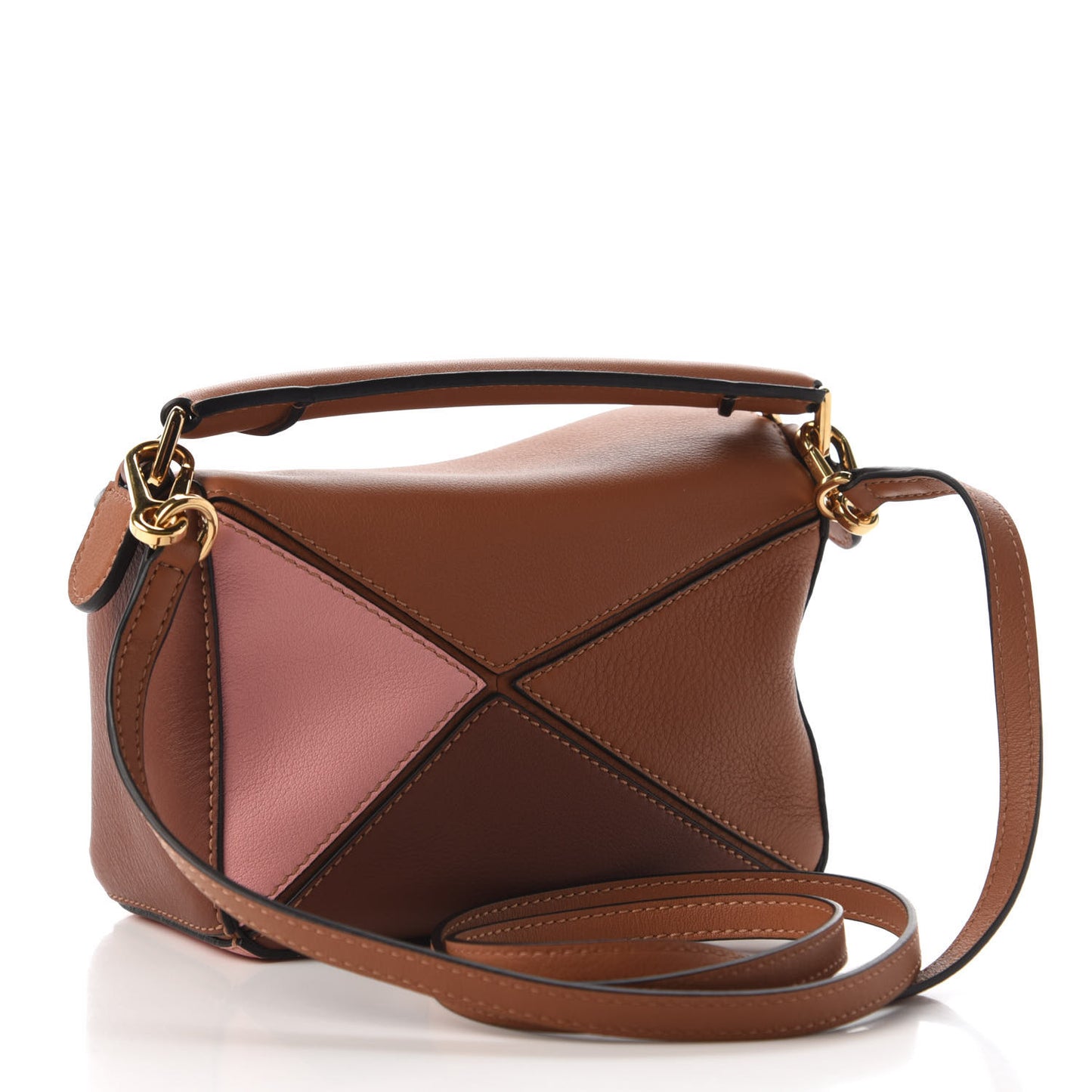 Calfskin Mini Puzzle Bag Tan Medium Pink