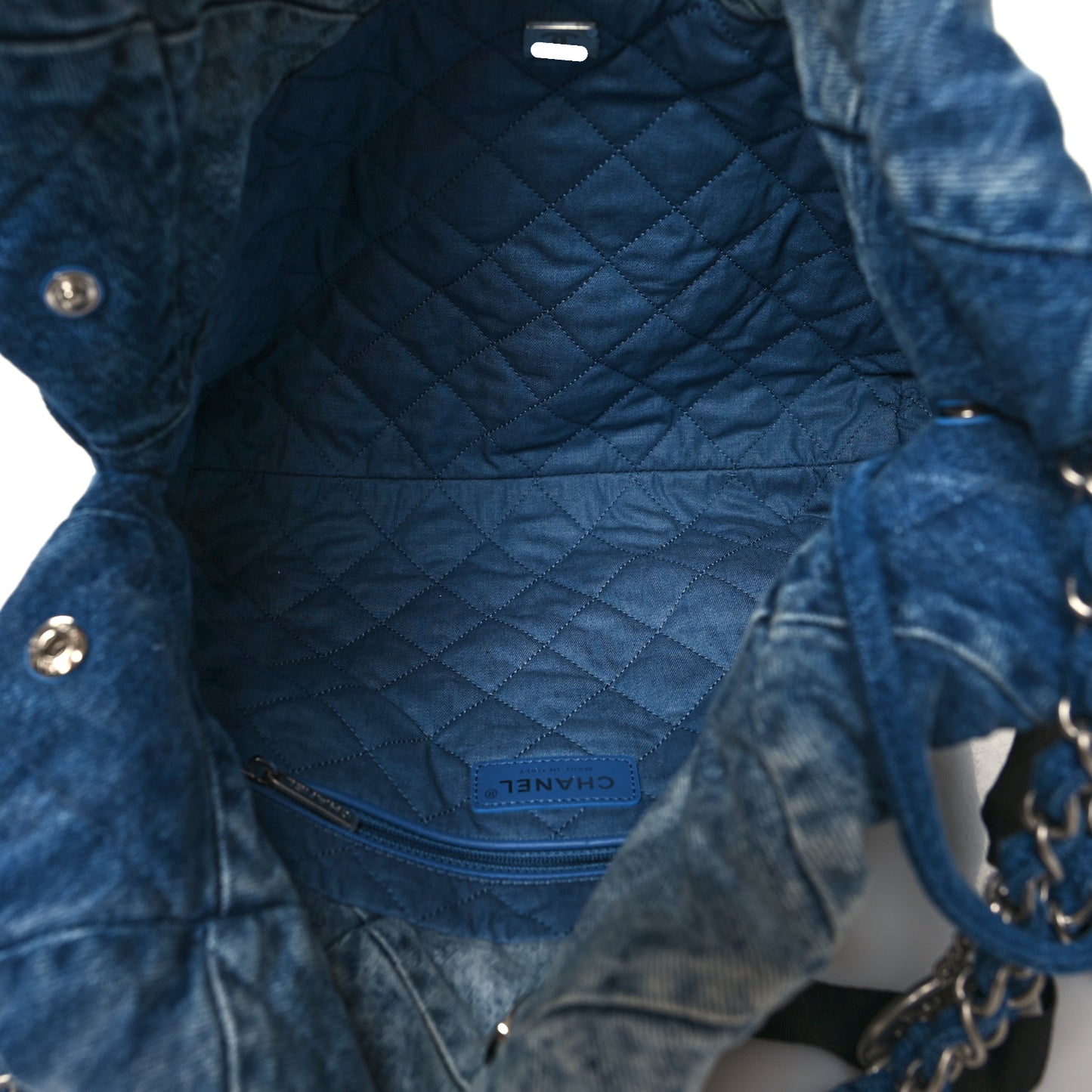 Denim Quilted Small Chanel 22 Blue