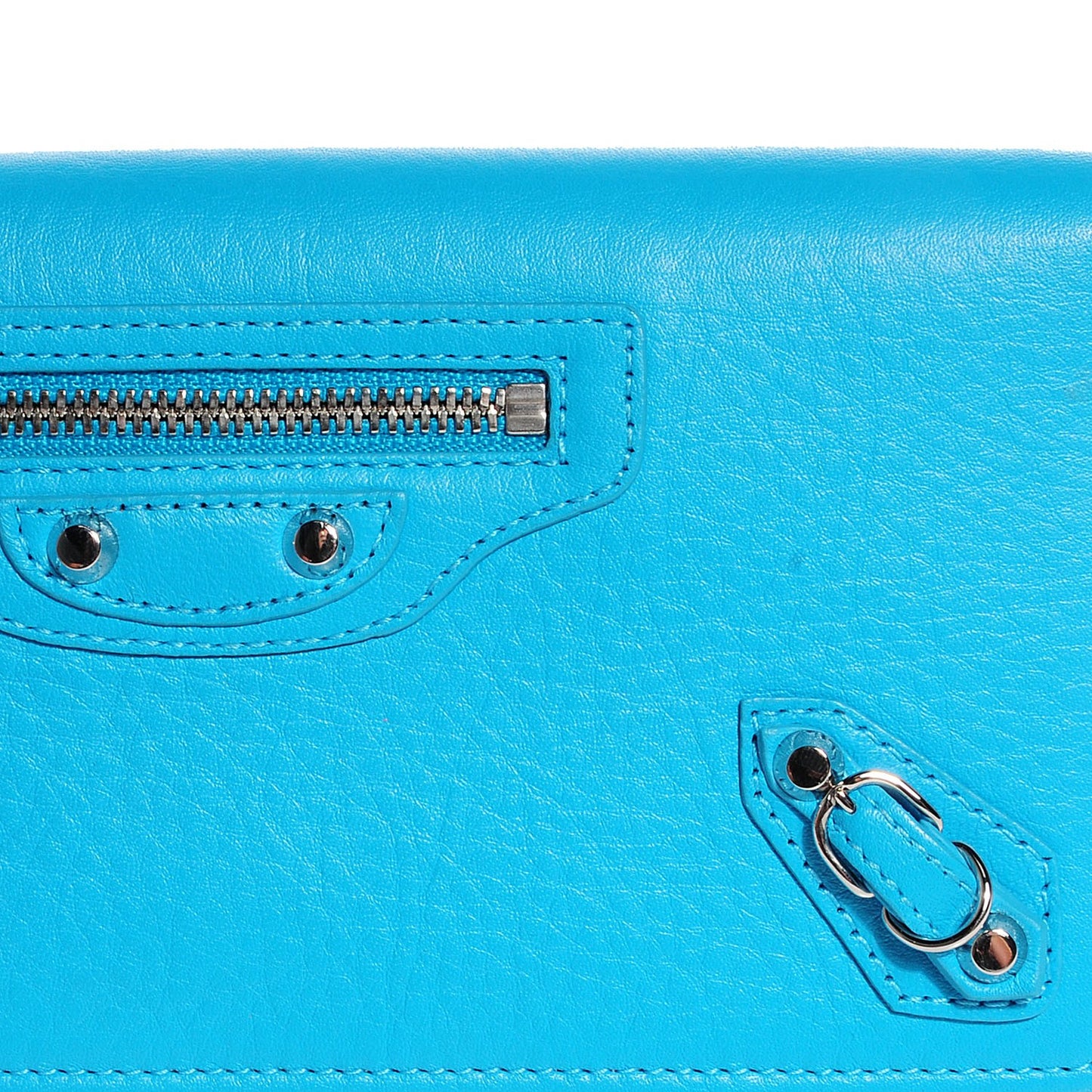 Supple Calfskin Papier Platre Money Wallet Bleu Caraibes