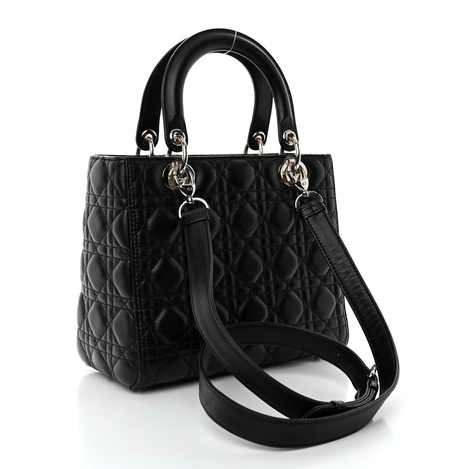 Christian Dior Lambskin Cannage Medium Lady Dior Black 3 of 9