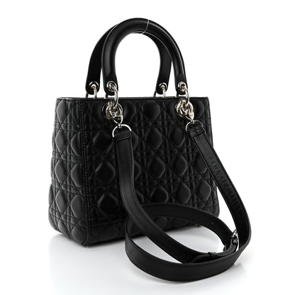 Christian Dior Lambskin Cannage Medium Lady Dior Black 3 of 9