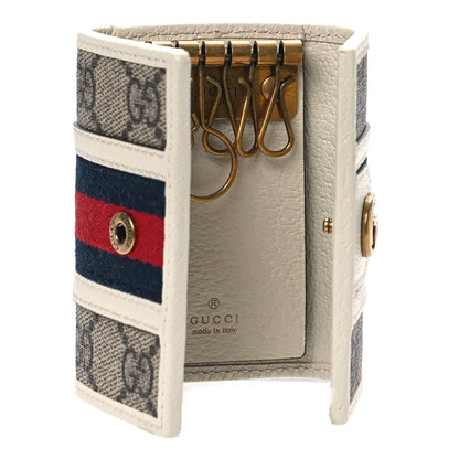 Gucci GG Supreme Monogram Web Ophidia 6 Key Holder Case Beige Mystic White 6 of 11