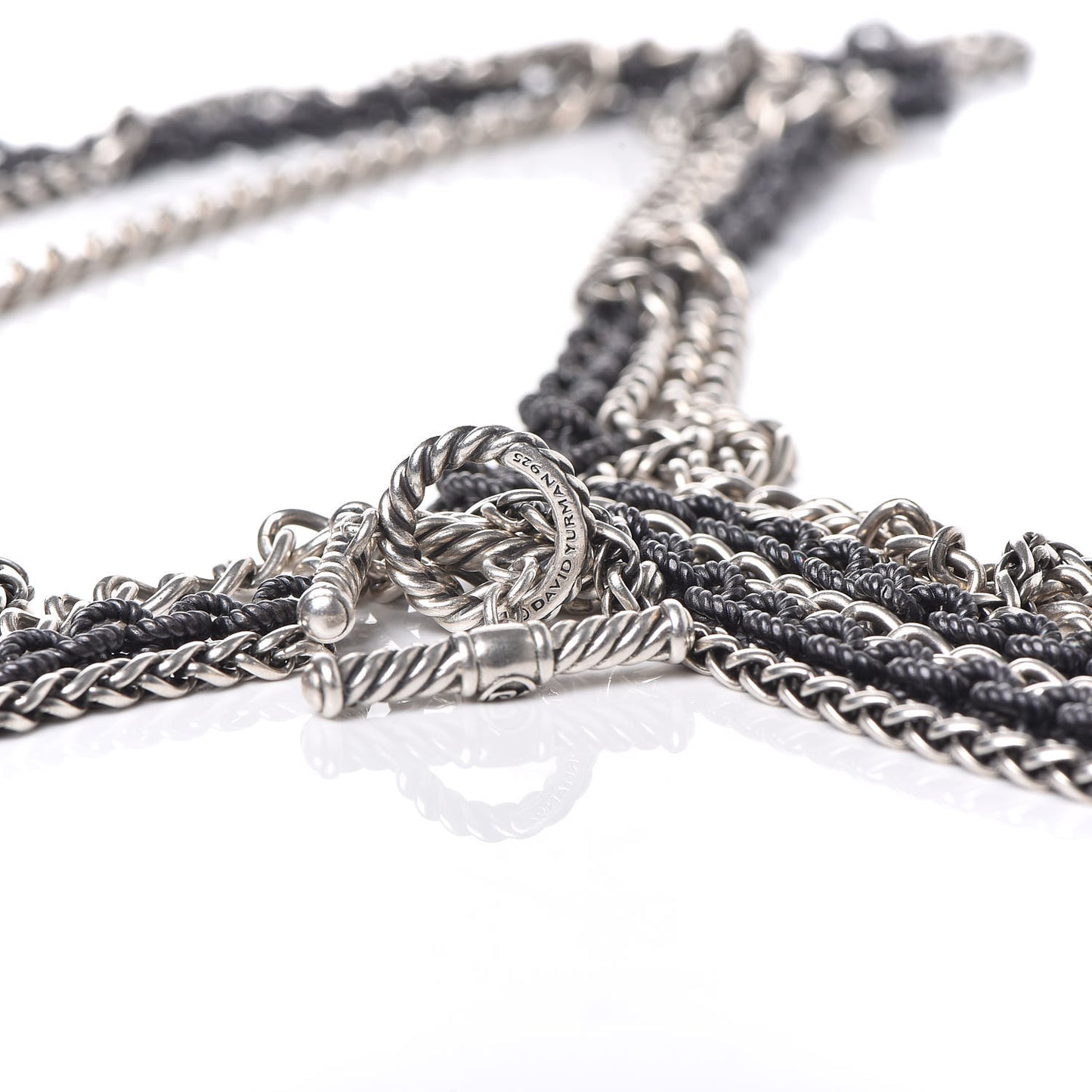 Darkened Sterling Silver Three Row Chain Necklace