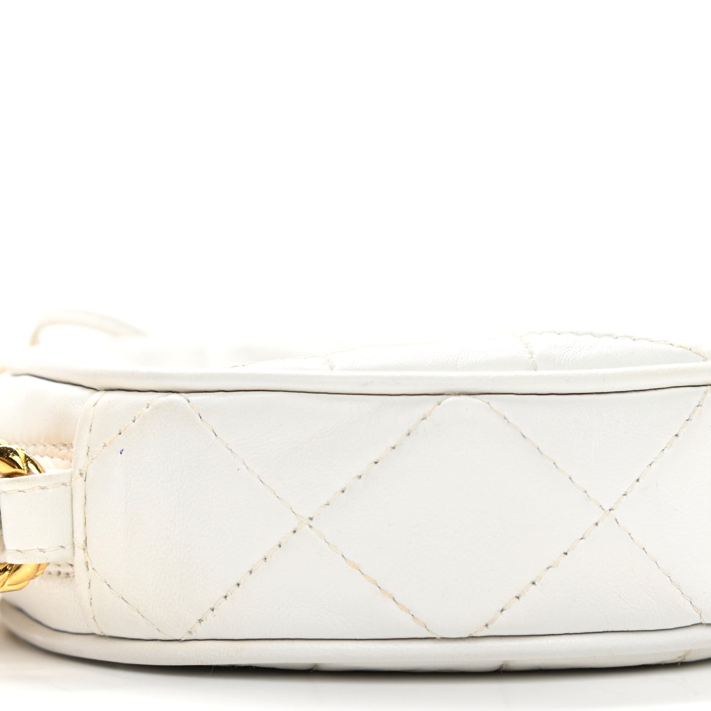 Lambskin Quilted Round Tassel Crossbody Bag White
