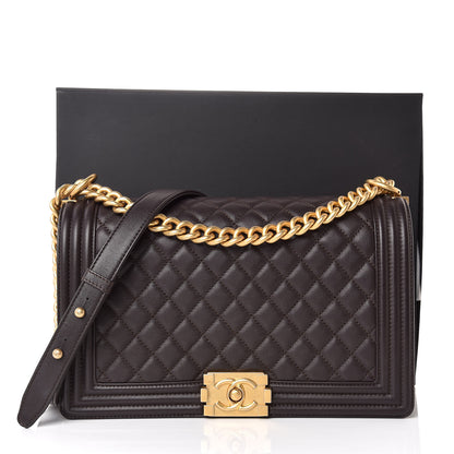 Chanel Calfskin Quilted New Medium Boy Flap Dark Brown 10 of 10