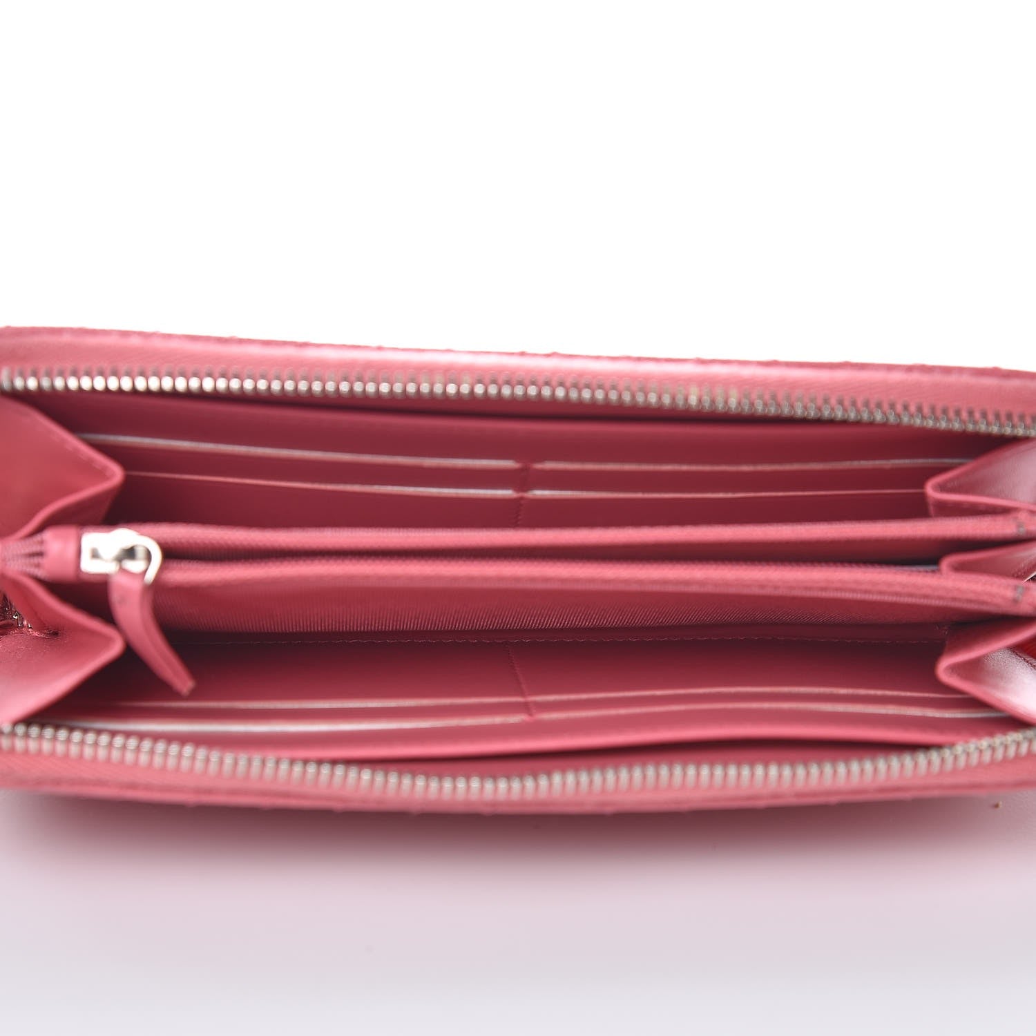 Chanel Caviar Chevron Large Gusset Zip Around Wallet Pink 5 of 11