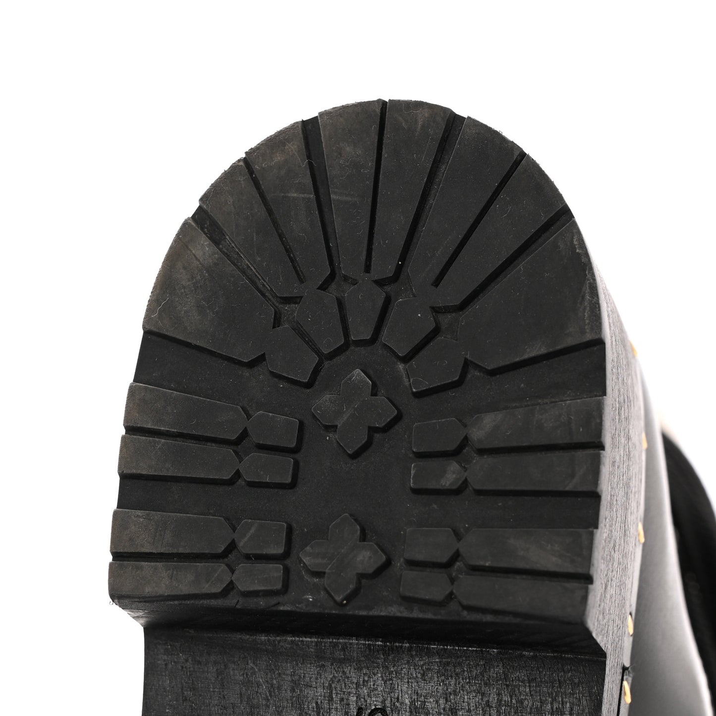 Shearling Chain Studded CC High Boot 37 White Black
