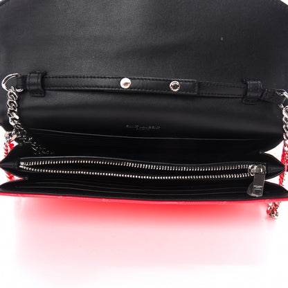 Saint Laurent Patent Grain De Poudre Matelasse Chevron Monogram Chain Wallet Neon Pink 5 of 9