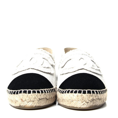 Chanel Linen CC Espadrilles 39 White Black 2 of 9