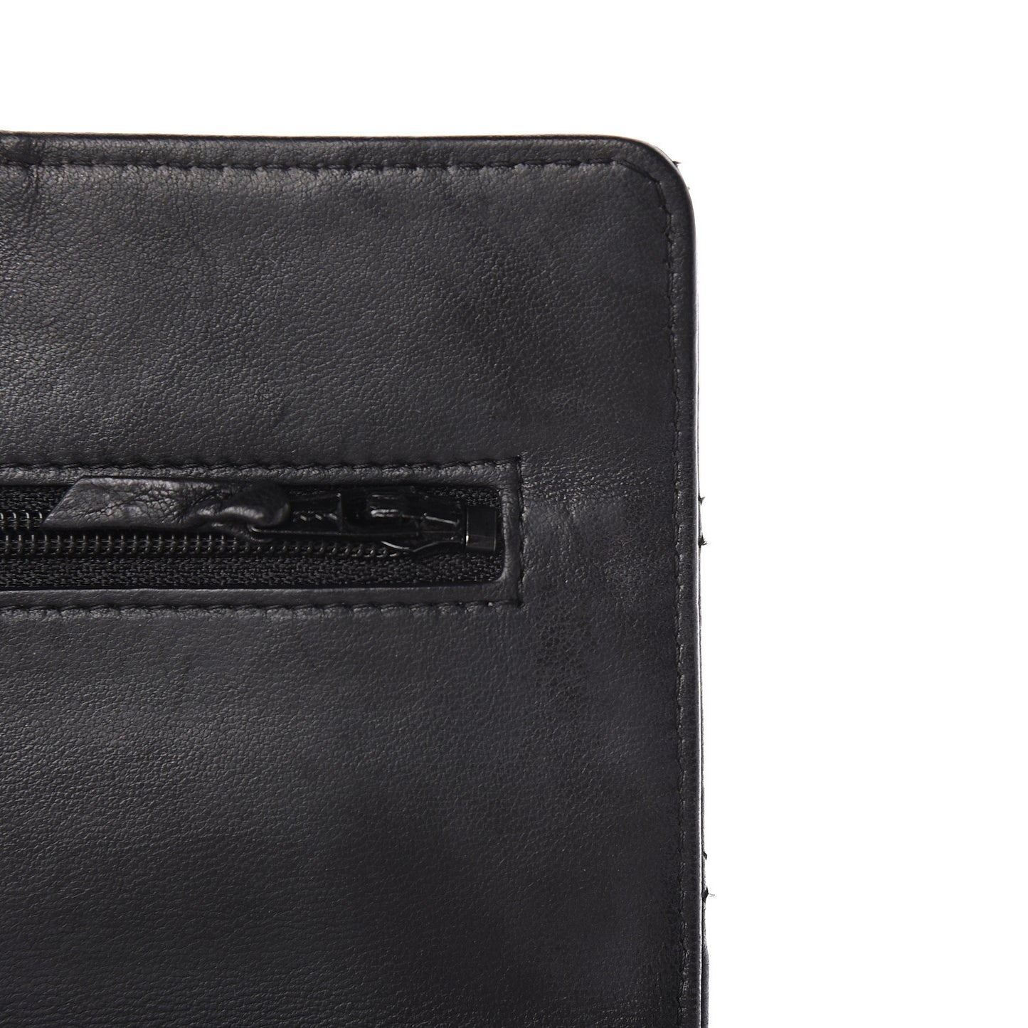 Lambskin Quilted Golden Class Wallet on Chain WOC Black