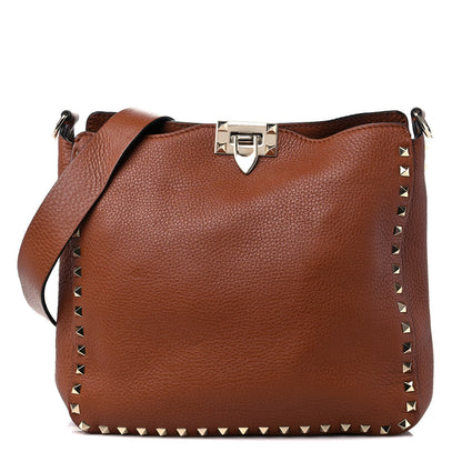 Valentino Garavani Pebbled Calfskin Small Rockstud Flip-Lock Messenger Bag Light Cuir 1 of 8