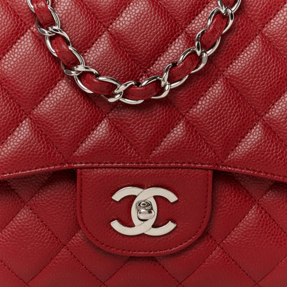 Chanel Caviar Quilted Jumbo Single Flap Red 9 of 11