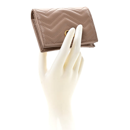 Gucci Calfskin Matelasse GG Marmont Card Case Wallet Porcelain Rose 2 of 10