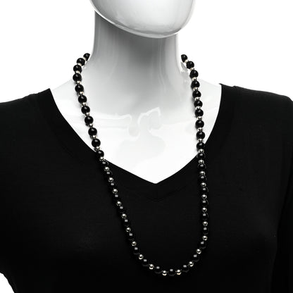 Tiffany Sterling Silver Black Onyx Bead Necklace 2 of 4
