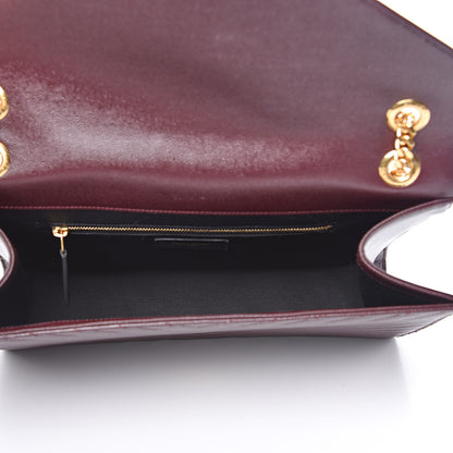 Saint Laurent Grain De Poudre Matelasse Chevron Large Monogram Satchel Rouge Legion 5 of 12