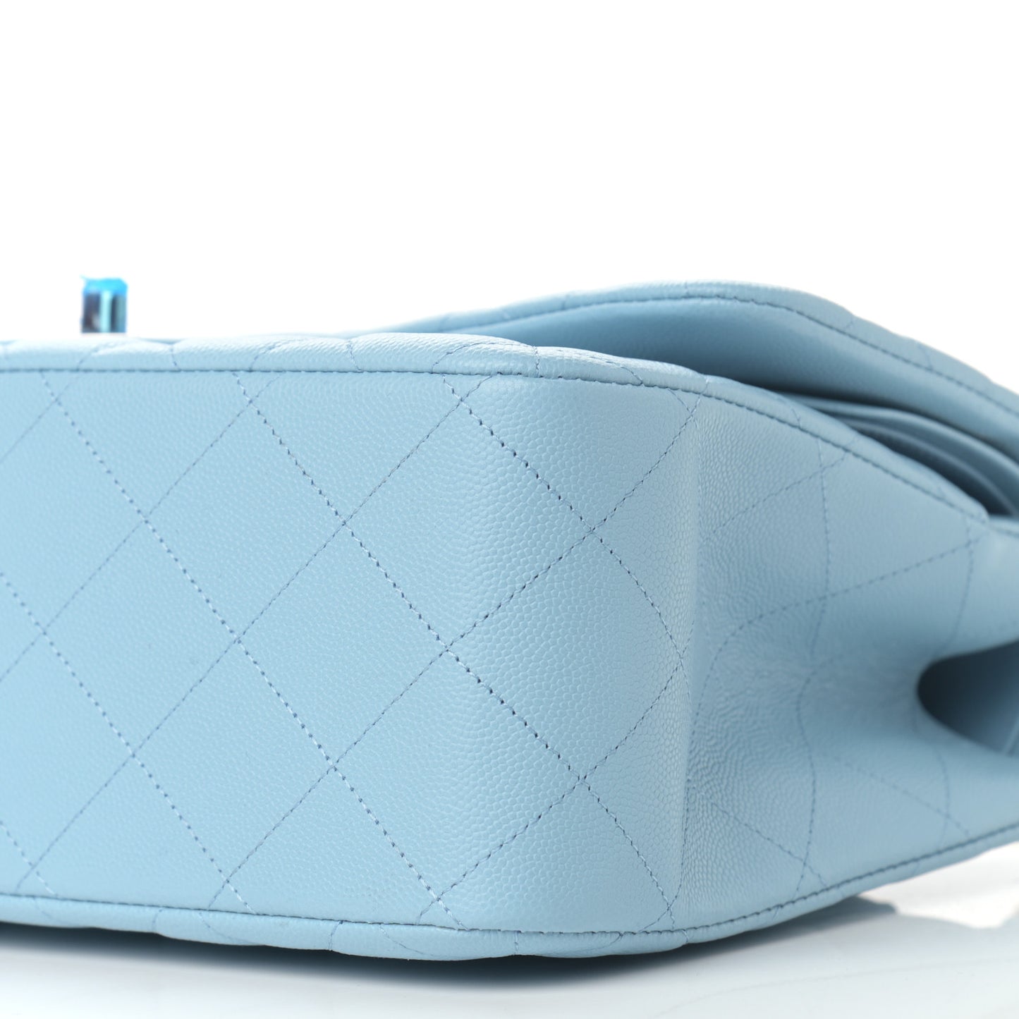 Caviar Quilted Jumbo Double Flap Light Blue