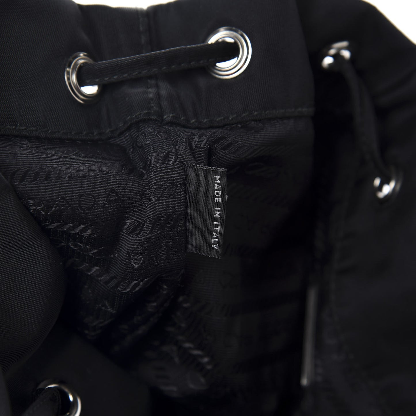 Saffiano Tessuto Nylon Mini Bucket Crossbody Bag Black