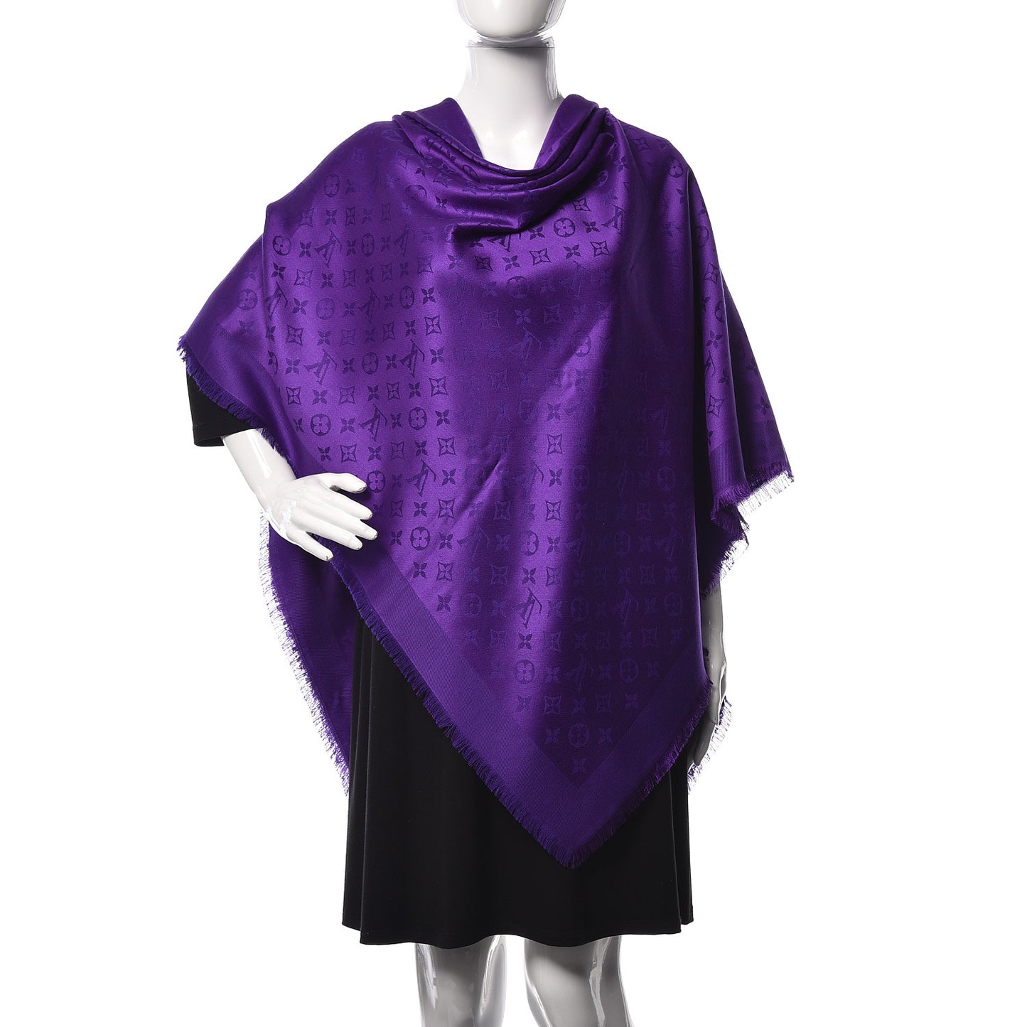 Silk Wool Monogram Shawl Cassis