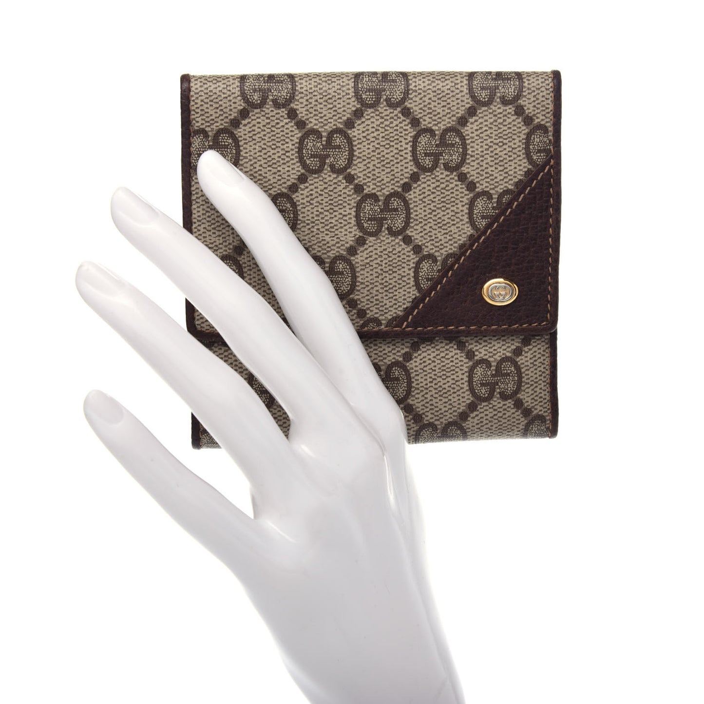 Coated Canvas Monogram Compact Wallet Brown