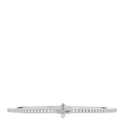 Tiffany 18K White Gold Diamond Fleur De Lis Bangle Bracelet 1 of 4