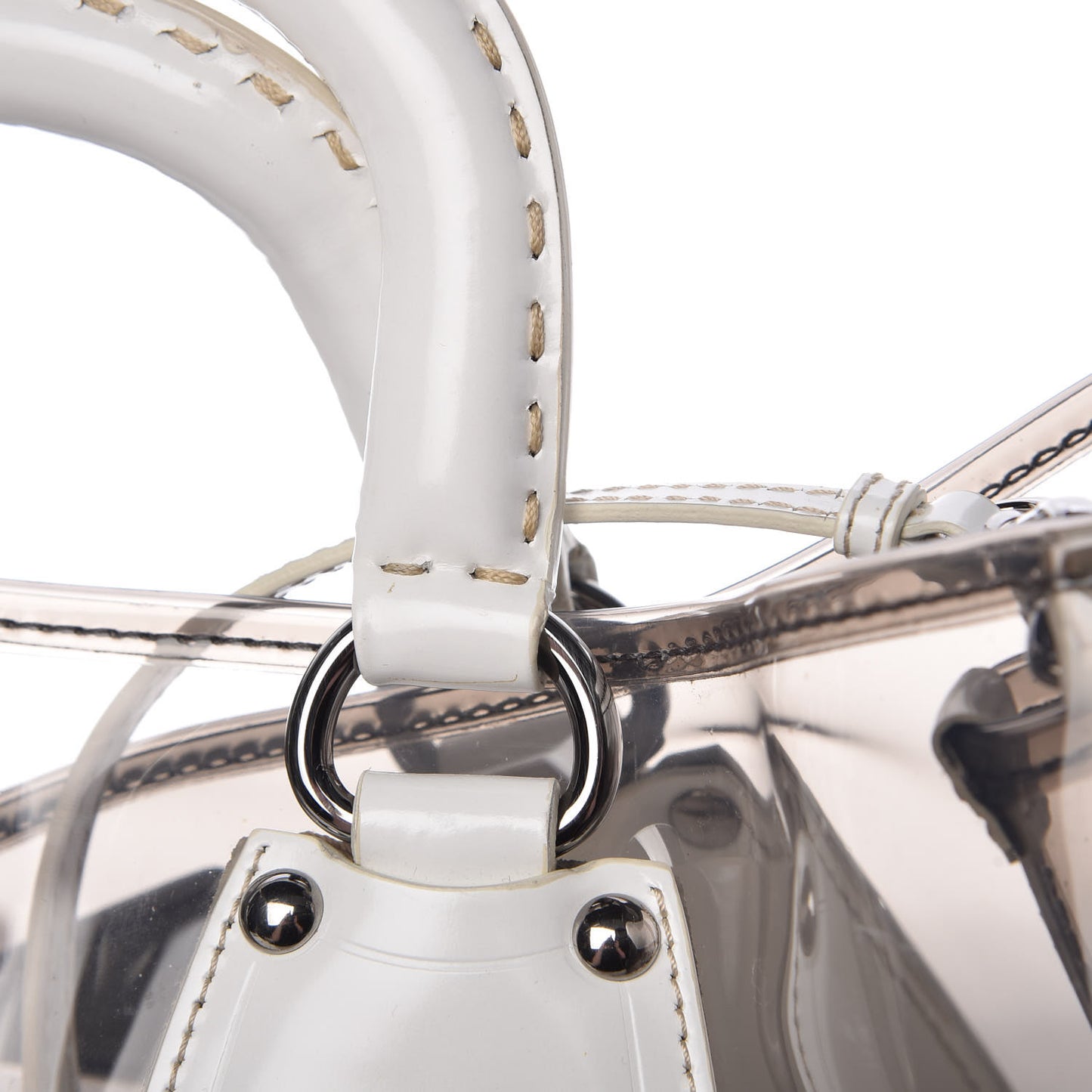Vinyl Calfskin Tote Transparent White