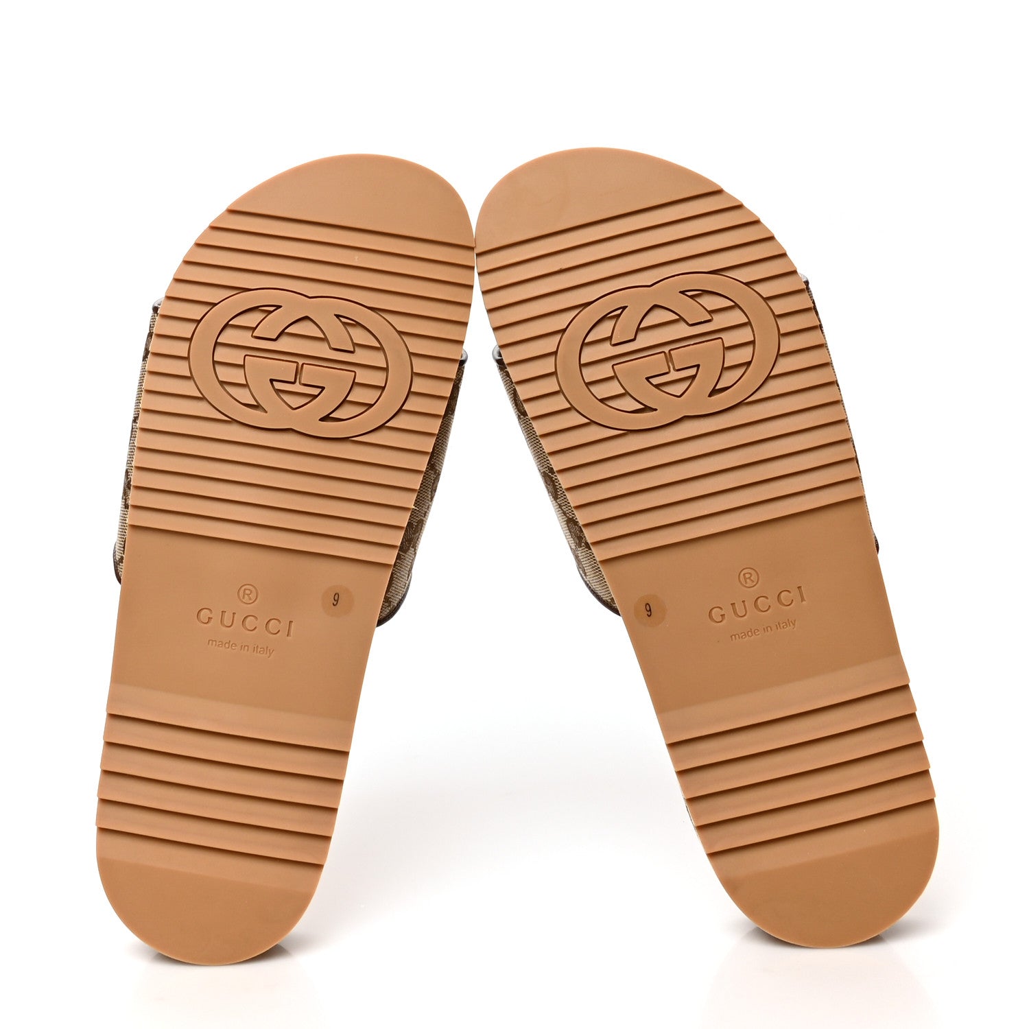 Gucci Canvas GG Monogram Mens Slide Sandals 9 Beige 5 of 9