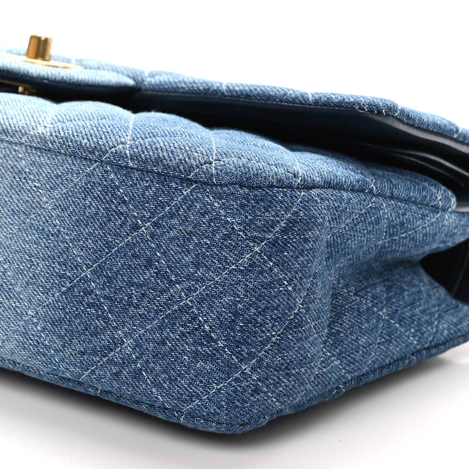Chanel Washed Denim Quilted Medium Double Flap Blue 10 of 10