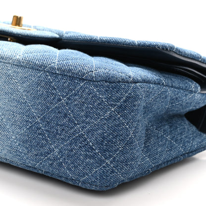 Chanel Washed Denim Quilted Medium Double Flap Blue 10 of 10